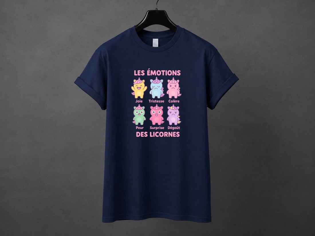 T-shirt unisexe «Émotions licornes»