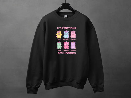 Crewneck unisexe «Émotions licornes»
