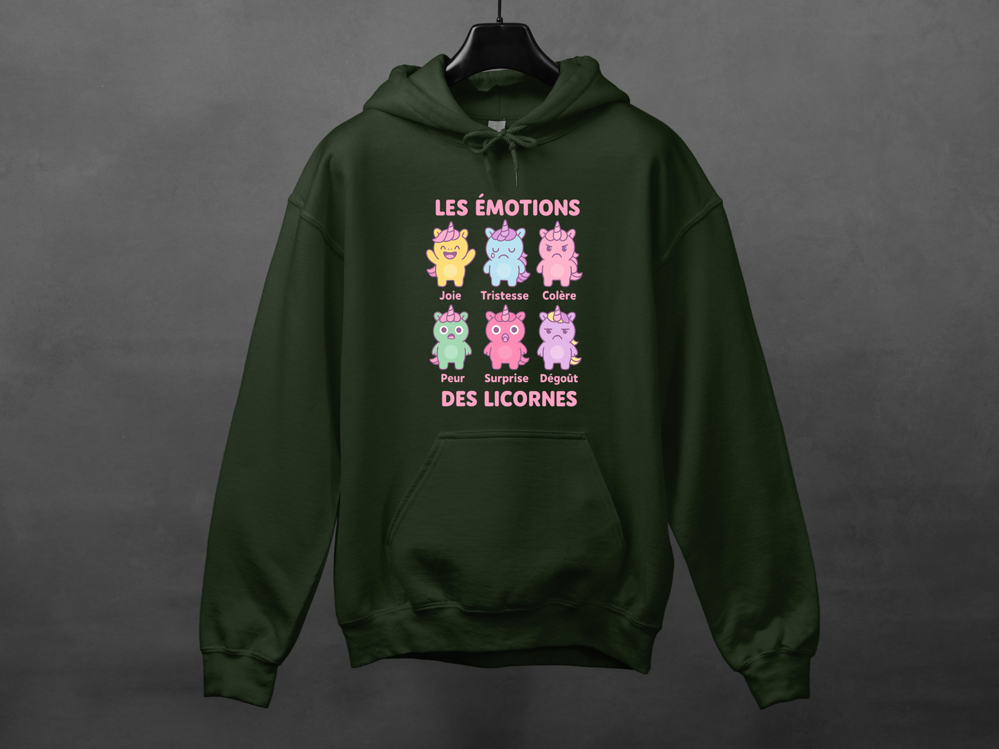 Hoodie unisexe «Émotions licornes»