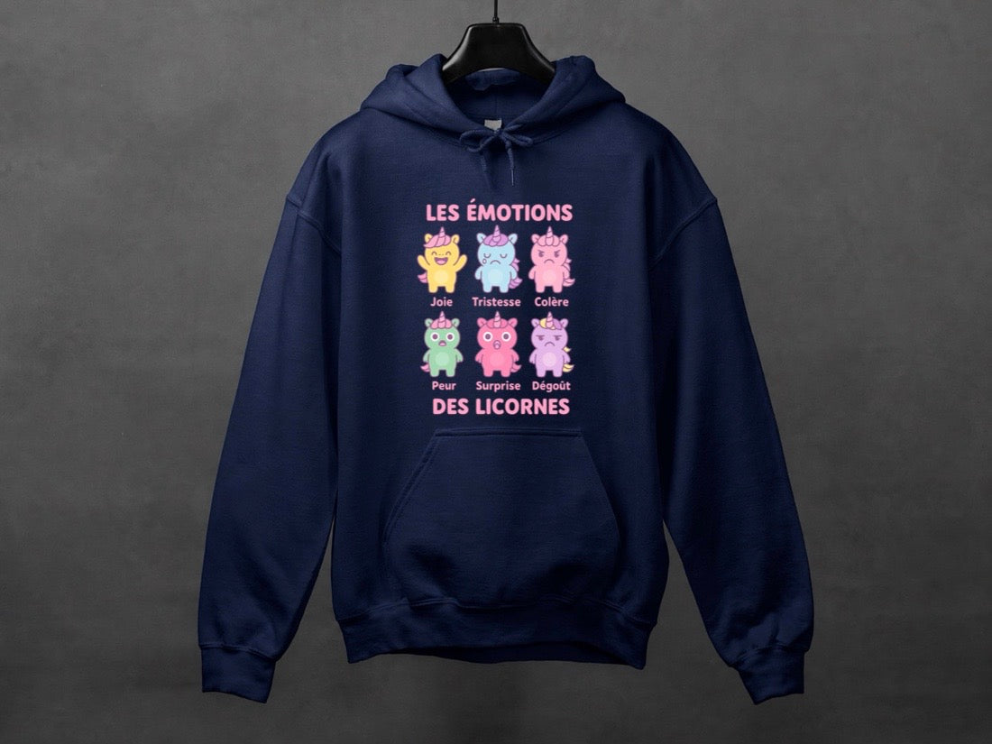 Hoodie unisexe «Émotions licornes»