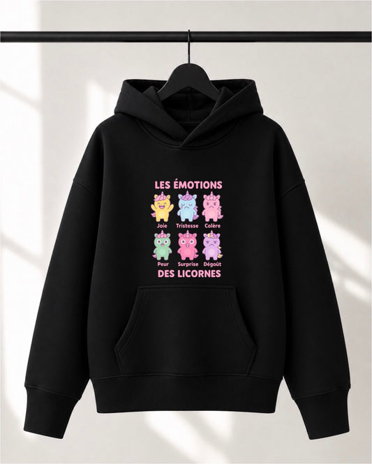 Hoodie Lusso unisexe «Les émotions des licornes»