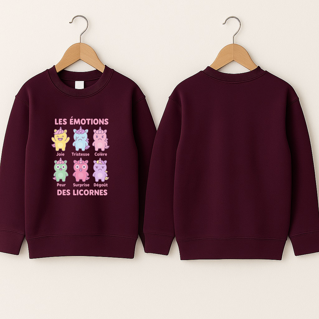 Crewneck enfant «émotions licornes»