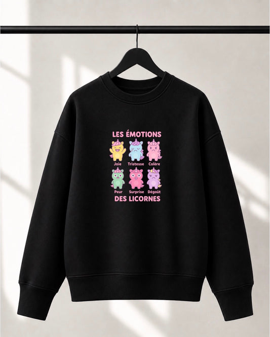 Crewneck Lusso unisexe «Les émotions des licornes»