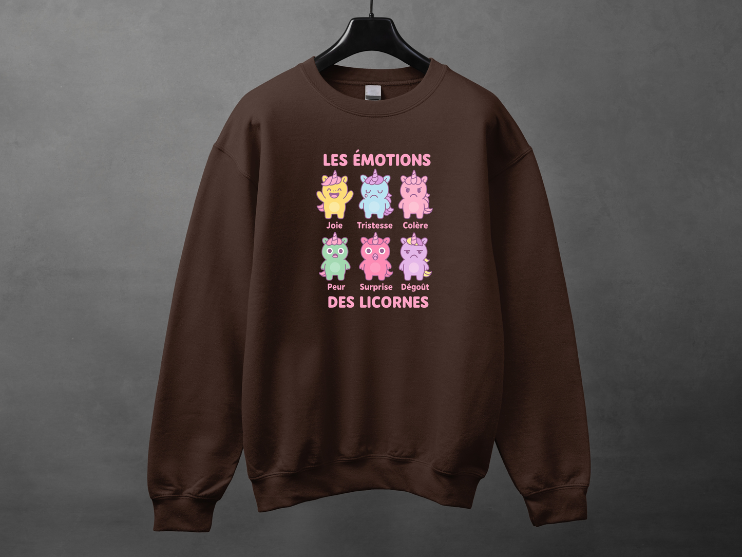 Crewneck unisexe «Émotions licornes»