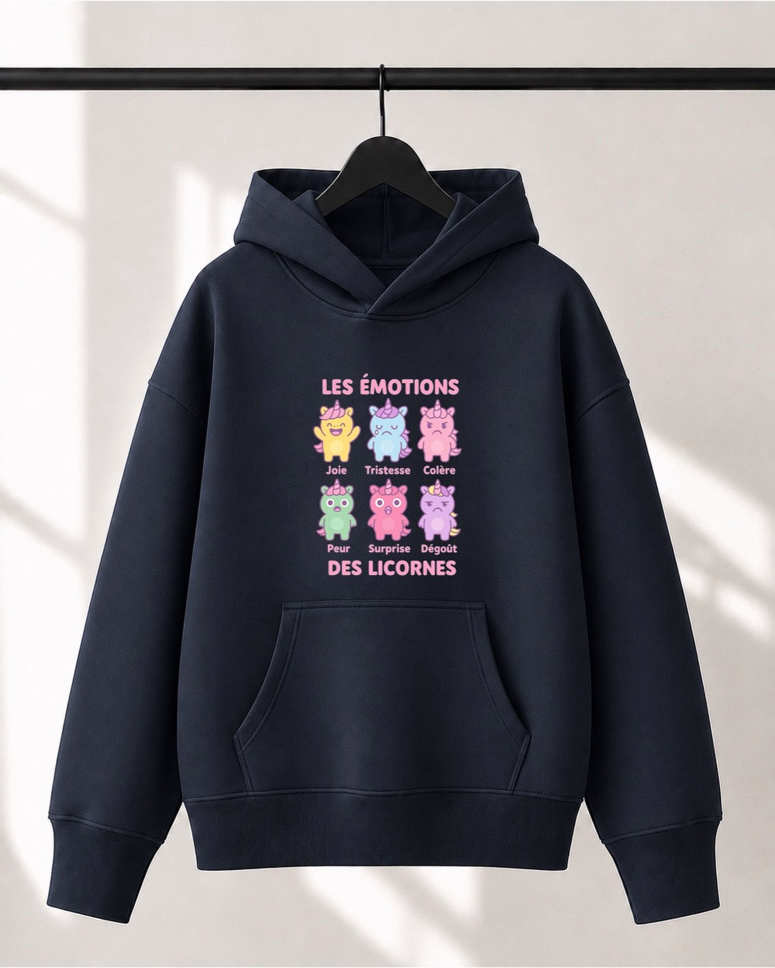 Hoodie Lusso unisexe «Les émotions des licornes»